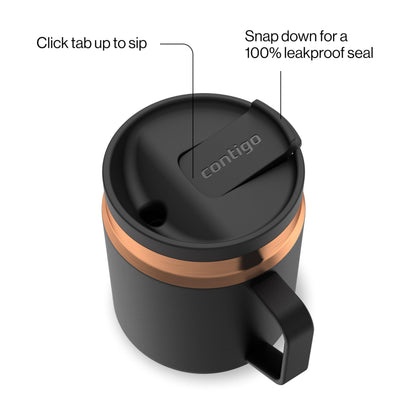 Contigo SnapSeal 14 oz Office Mug | Vacuum-Insulated Stainless Steel Tumbler for Hot Coffee & Tea or Cold Drinks | Spill-Proof Lid w/Straw Compatibility | BPA & Lead-Free | Dishwasher Safe - Available at All In One Marketplace Canada