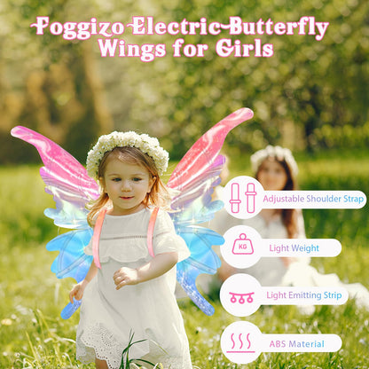 Foggizo Electric Butterfly Wings for Girls, Light Up Fairy Toy Wings with Lights, as Halloween Birthday Christmas Party Gift 🍁 All In One Marketplace Canada