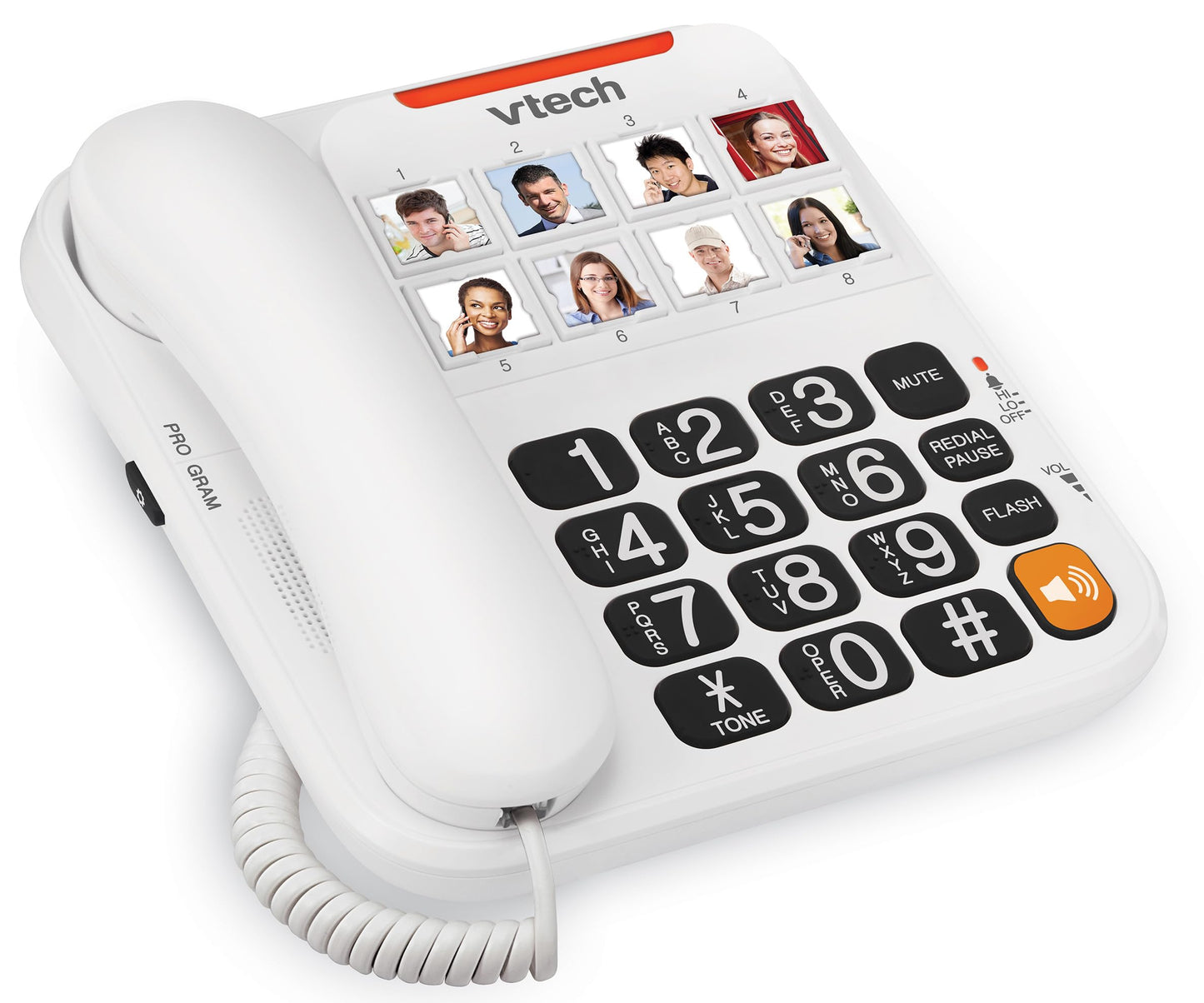 VTech Corded Phone with Oversized High-Contrast Buttons, 8 Photo Speed Dial, Large Buttons, Talking Digits for Seniors, Visual Ringer, Full-Duplex, Earpiece and Speakerphone Volume Control | SN1117 VTech
