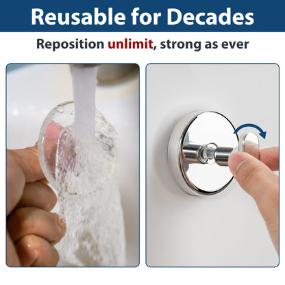 pickpiff Suction Cup Hooks for Shower: 15 LB Strong Wall Hanger for Bathroom, Front Door, Glass, Window, RV, Holder for Towel, Christmas Wreath, Coat, Loofah, Waterproof & Reusable, Silver 4-Pack 🍁 All In One Marketplace Canada