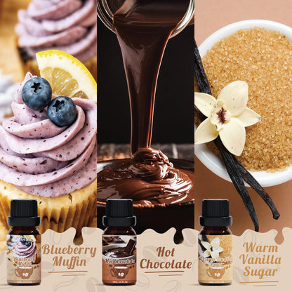 SNOWSEN Coffee Essential Oils Set—Blueberry Muffin, Café Mocha, Hot Chocolate, Cheese Cake, Coffee, Warm Vanilla Sugar Essential Oils for Diffuser, Candle & Soap Making, Diffuser Oils Scents 🍁 All In One Marketplace Canada