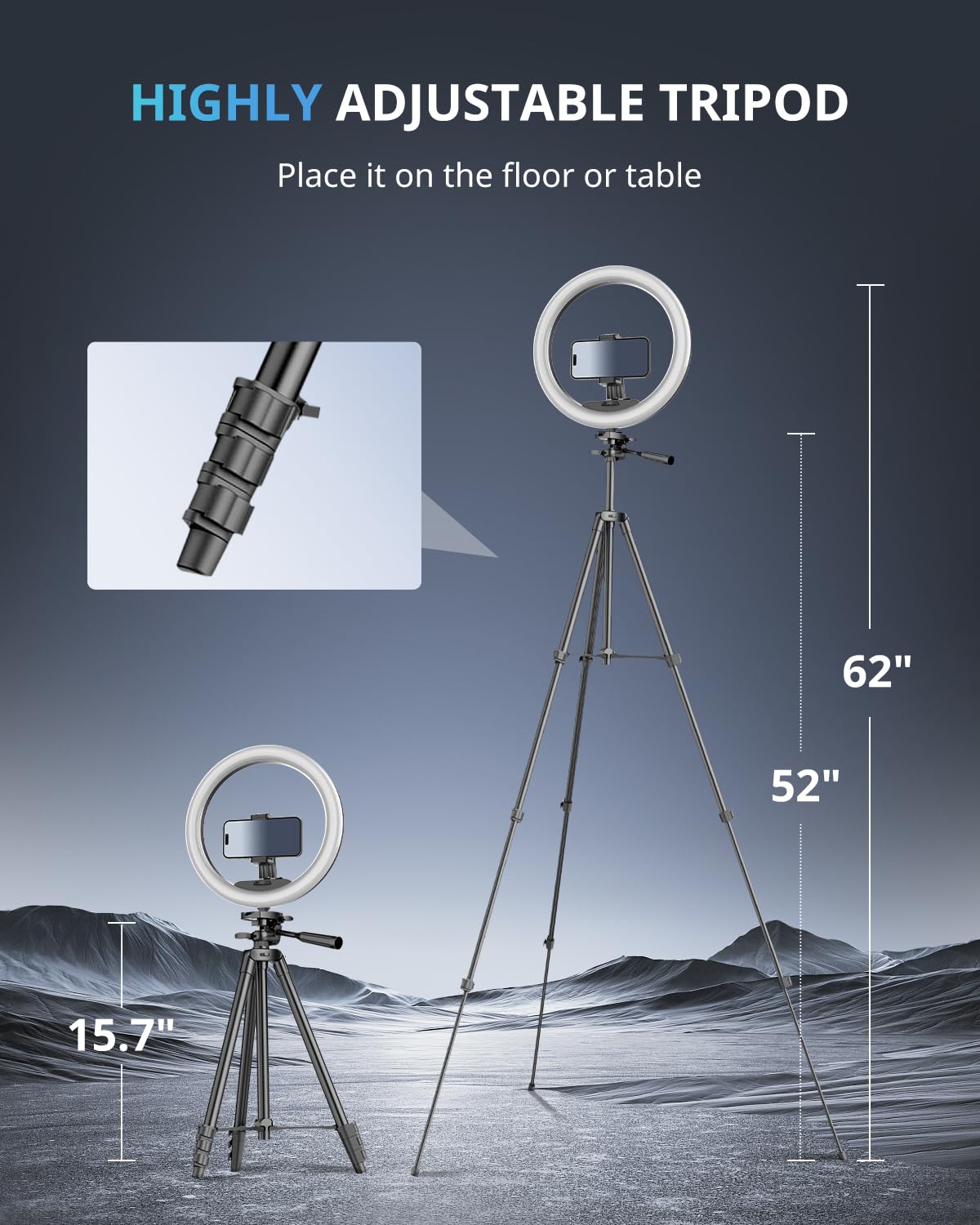 UBeesize 12 inch Ring Light with Stand, Selfie Ring Light with 50" Extendable Tripod Stand & Phone Holder for Live Stream/Makeup/YouTube Video UBeesize