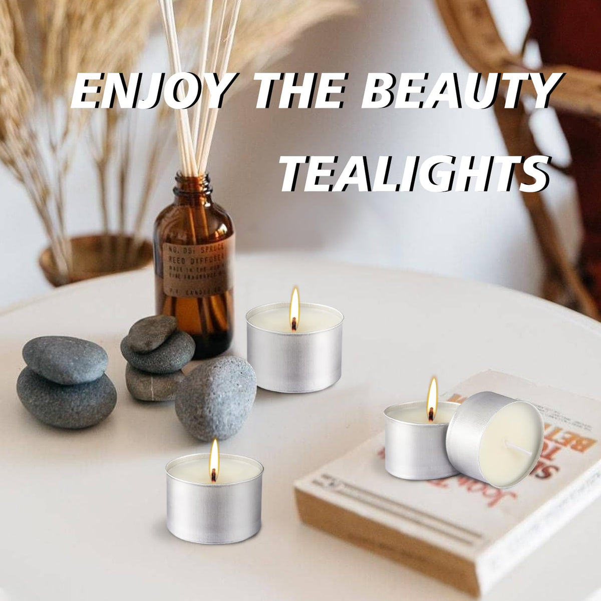 50-Pack Long-Lasting Tealight Candles (8 Hours Burn Time) – Unscented, Smokeless, Dripless White Votive Candles for Shabbat, Weddings, Christmas, Home Decor & Religious Ceremonies 🍁 All In One Marketplace Canada