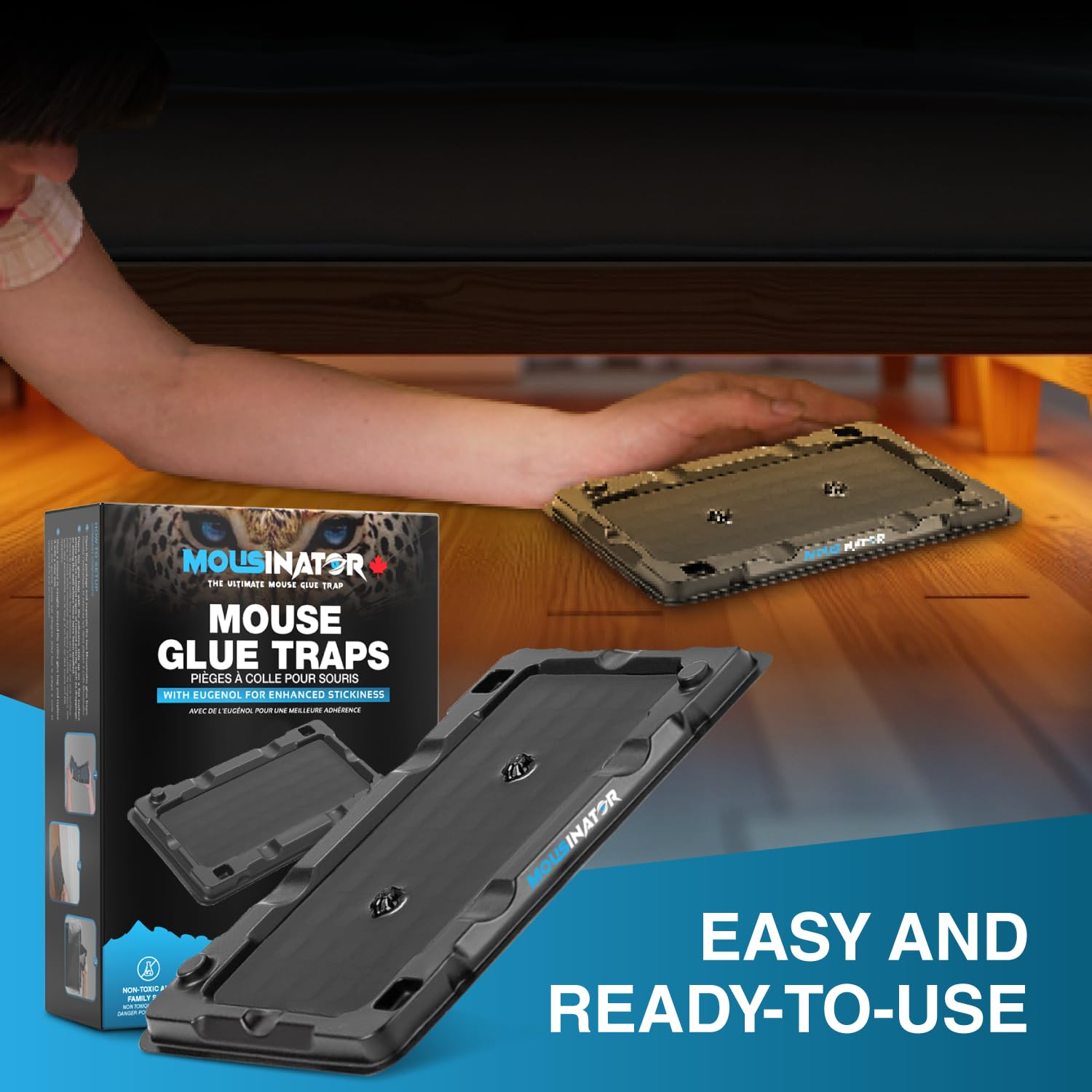 MOUSINATOR Mouse Glue Traps, 12-Pack, Heavier Plastic Glue Trap with Extra-Strong Adhesive for Small Mice, Sticky Mouse Trap for Indoor, Easy & Ready-to-Use