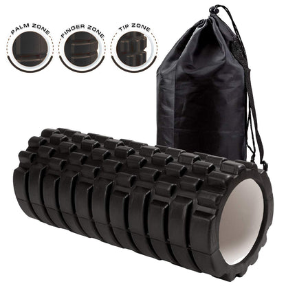 Kunova 13" Deep Tissue Grid Yoga Fitness EVA Massage Foam Roller with Carrying Bag Medium Density Deep Tissue Massager for Muscle Massage and Myofascial Trigger Point Release - Available at All In One Marketplace Canada