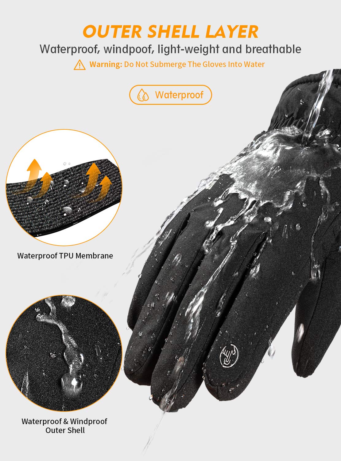 TRENDOUX Winter Gloves, Men Womens Glove Ski 3M Thinsulate, Outdoor Skiing Hiking Touch Screen Fingers, Windproof Cuff, Thick Thermal Wicking Insert, Driving Cycling Running Work (Black M) 🍁 All In One Marketplace Canada