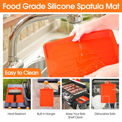 Upgraded Griddle Cleaning Kit for Blackstone 18 Pieces Flat Top Grill Accessories Cleaner Tool Set with Scraper, Heat-Resistant Silicone Spatula Mat with Hanger, Grill Brick, Scouring Pads