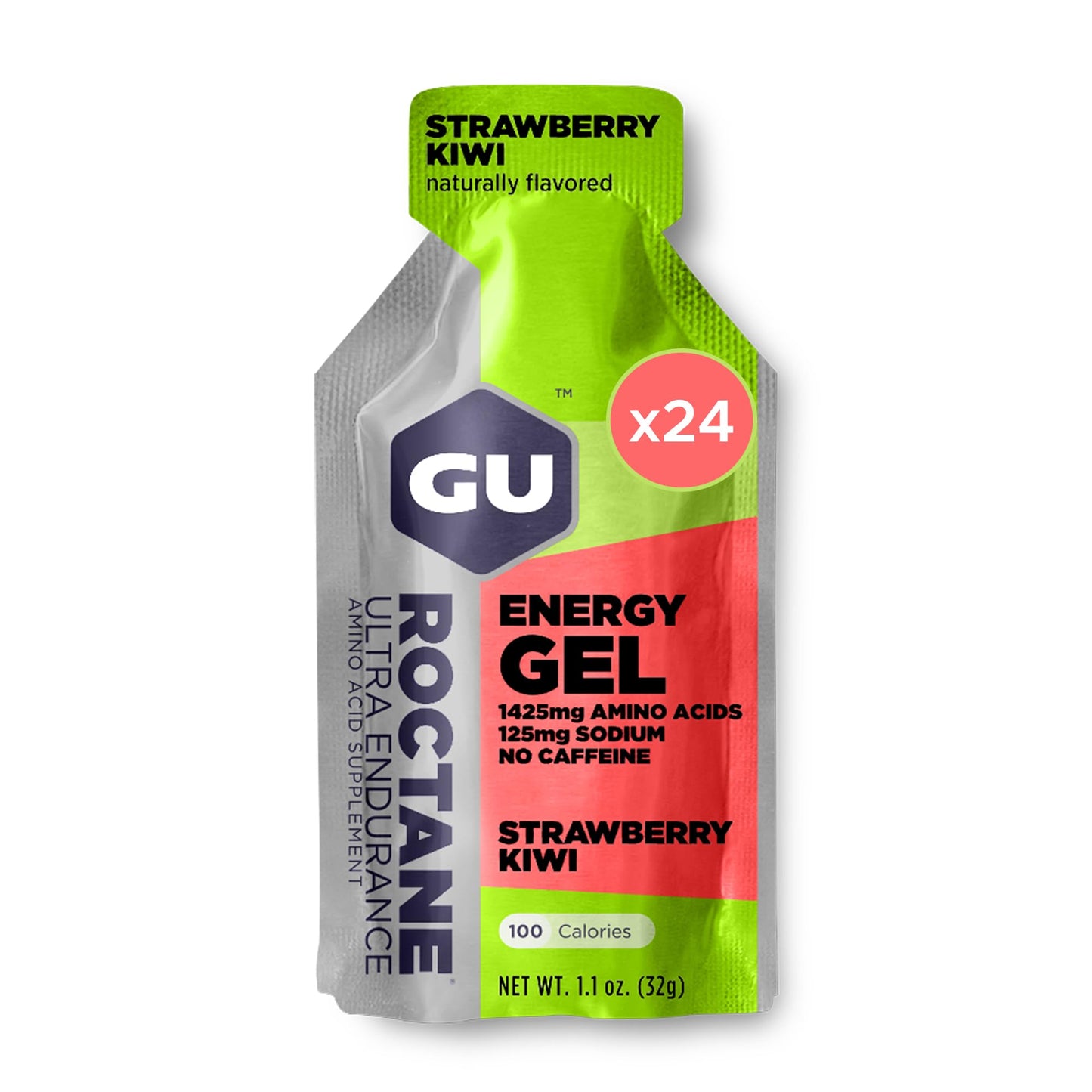 GU ENERGY Roctane Ultra Endurance Energy Gel, Strawberry Kiwi, 24-Count GU Energy