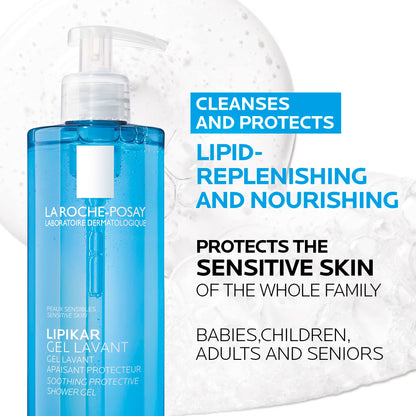 La Roche-Posay Body Wash, Lipikar Cleansing & Moisturizing Gel Body Wash with Shea Butter & Niacinamide for Dry & Sensitive Skin, Soap Free, Paraben Free, 400mL La Roche-Posay