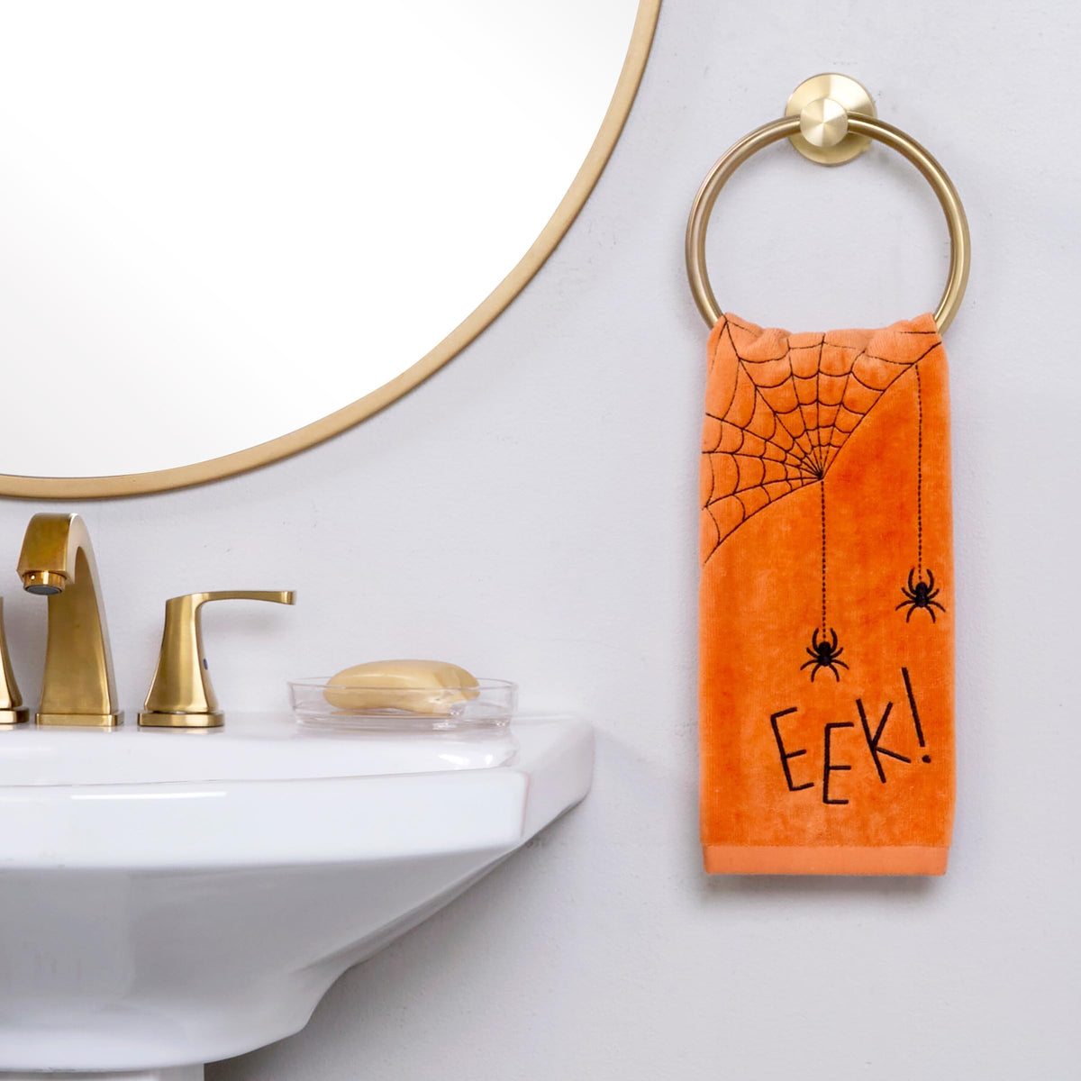 SKL Home Halloween Eek Hand Towel 2 pc Set for Bath/Kitchen/Bar & Gift