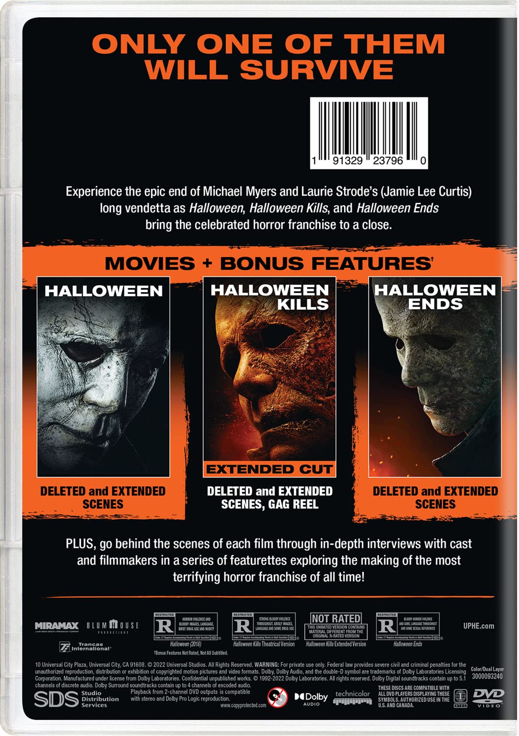 Trilogie Halloween (Halloween / Halloween Kills / Halloween Ends) [DVD]