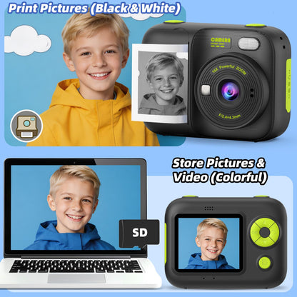Kids Instant Print Camera with 5 Rolls Print Paper, 1080P HD Camera, Rechargeable Portable Toddler Selfie Camera, Christmas Birthday Gifts Toys for Boys Girls Age 3-12 🍁 All In One Marketplace Canada