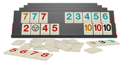 Rummikub Premium Edition - Features Racks - Large Number Engraved Tiles and a Storage Bag for the Ultimate Rummikub Experience Pressman