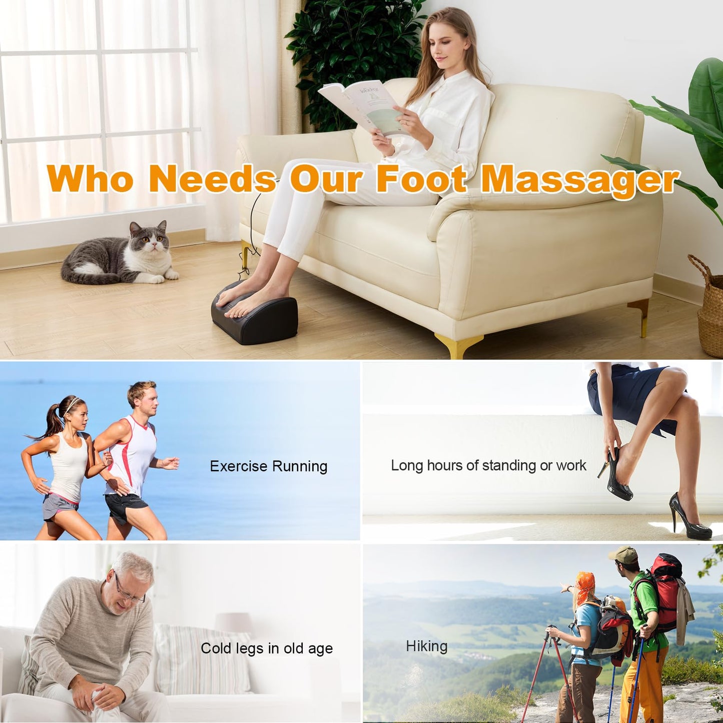LINGTENG Foot Massager with Heat, with Massage Rollers, 3 Settings, Bi-Directional Rotation, Shiatsu Calf Massager for Calf, Foot and Sole Massage, Gift for Mum, Dad and Friends - Available at All In One Marketplace Canada