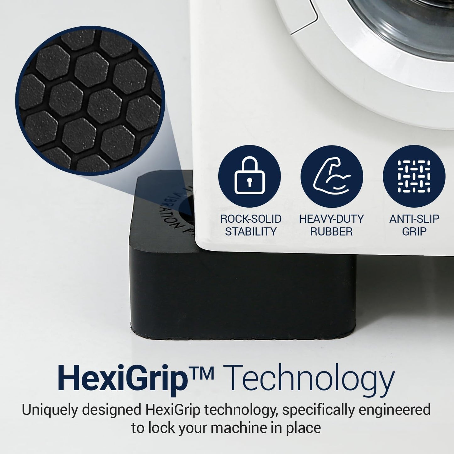 Anti Vibration Pads Washing Machine and Dryer (Set of 4) - Universal Washer Anti Vibration Pads with HexiGrip™ - Washing Machine Accessories & Leveling Pads - Vibration Dampening Mat