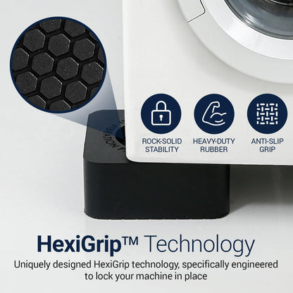 Anti Vibration Pads Washing Machine and Dryer (Set of 4) - Universal Washer Anti Vibration Pads with HexiGrip™ - Washing Machine Accessories & Leveling Pads - Vibration Dampening Mat