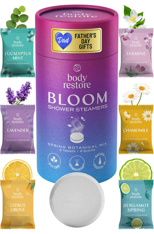 Body Restore Shower Steamers Aromatherapy 6 Pack – Fathers Day Gift for Dad, Birthday Gift for Women and Men, Relaxation Stress Relief Self Care – Bloom - Available at All In One Marketplace Canada