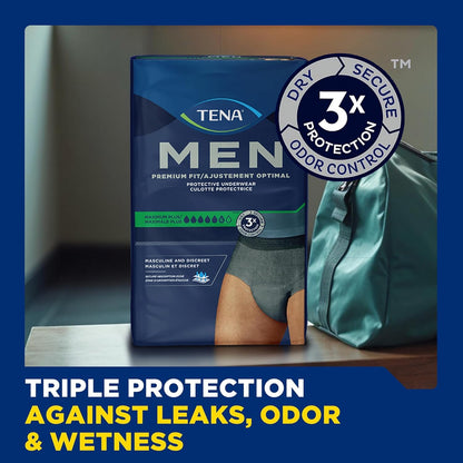 TENA Men Maximum Plus Incontinence Underwear, Large, 37-49in, Grey, 24 ct TENA