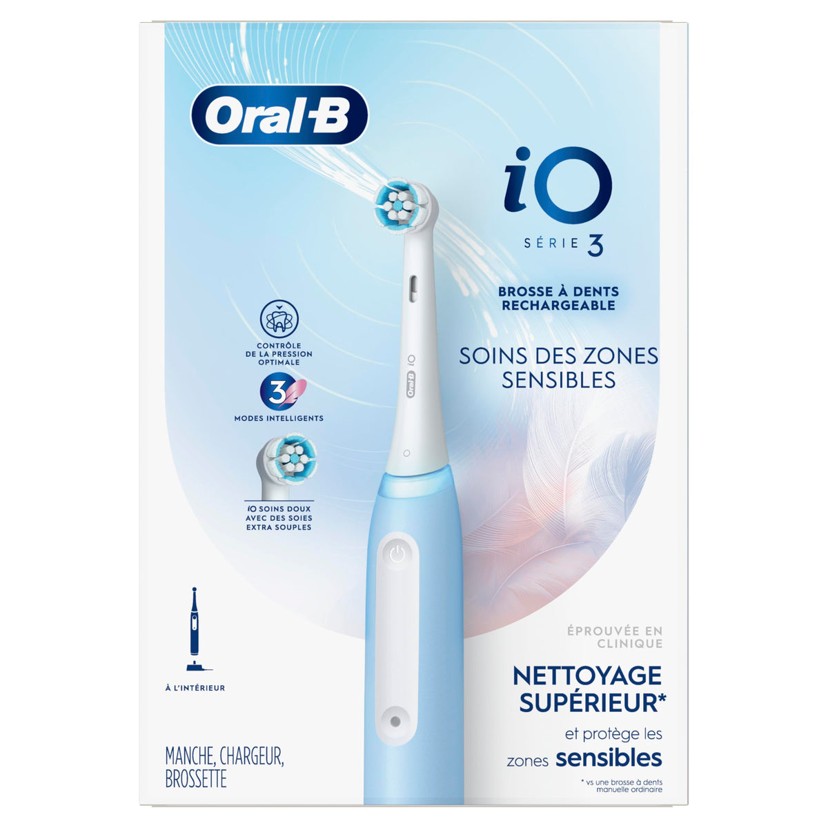 Oral-B iO Series 3 Electric Toothbrush with (1) Brush Head, Rechargeable, Icy Blue