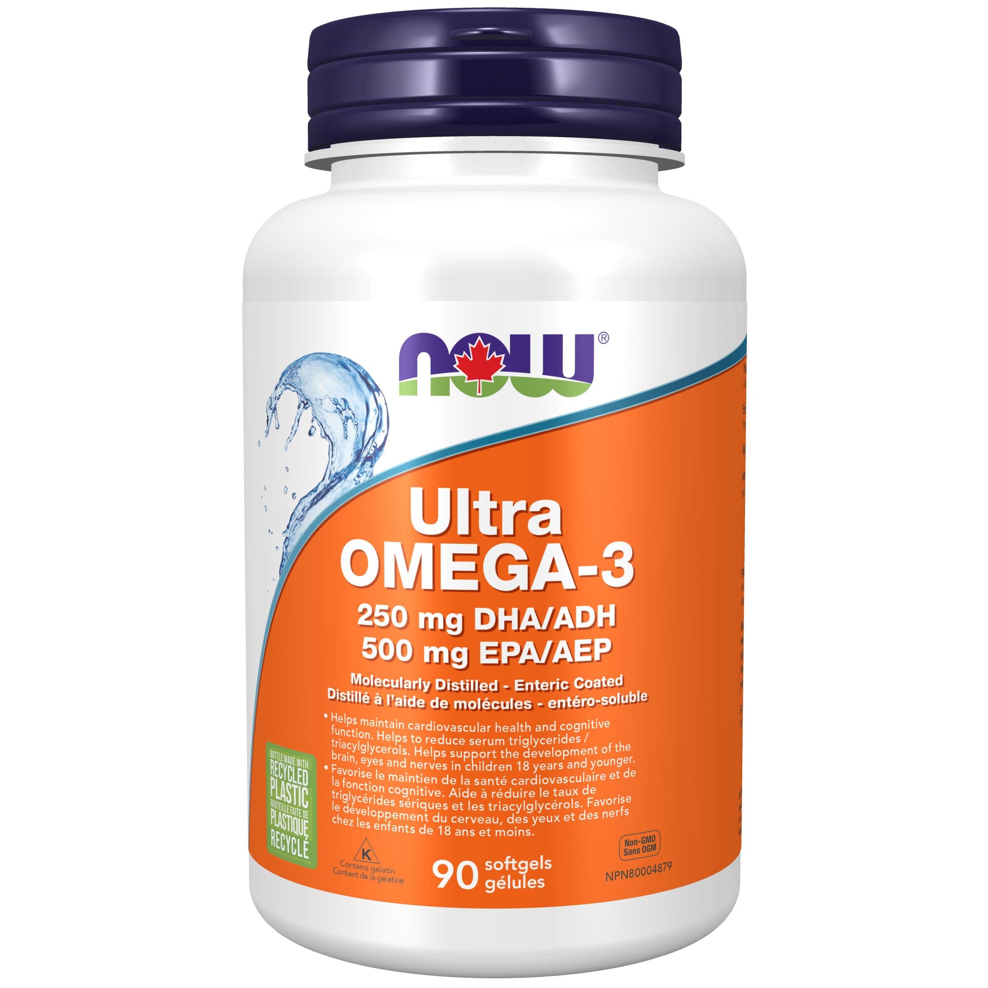 NOW Supplements, Ultra Omega-3 Molecularly Distilled and Enteric Coated, 90 Softgels NOW