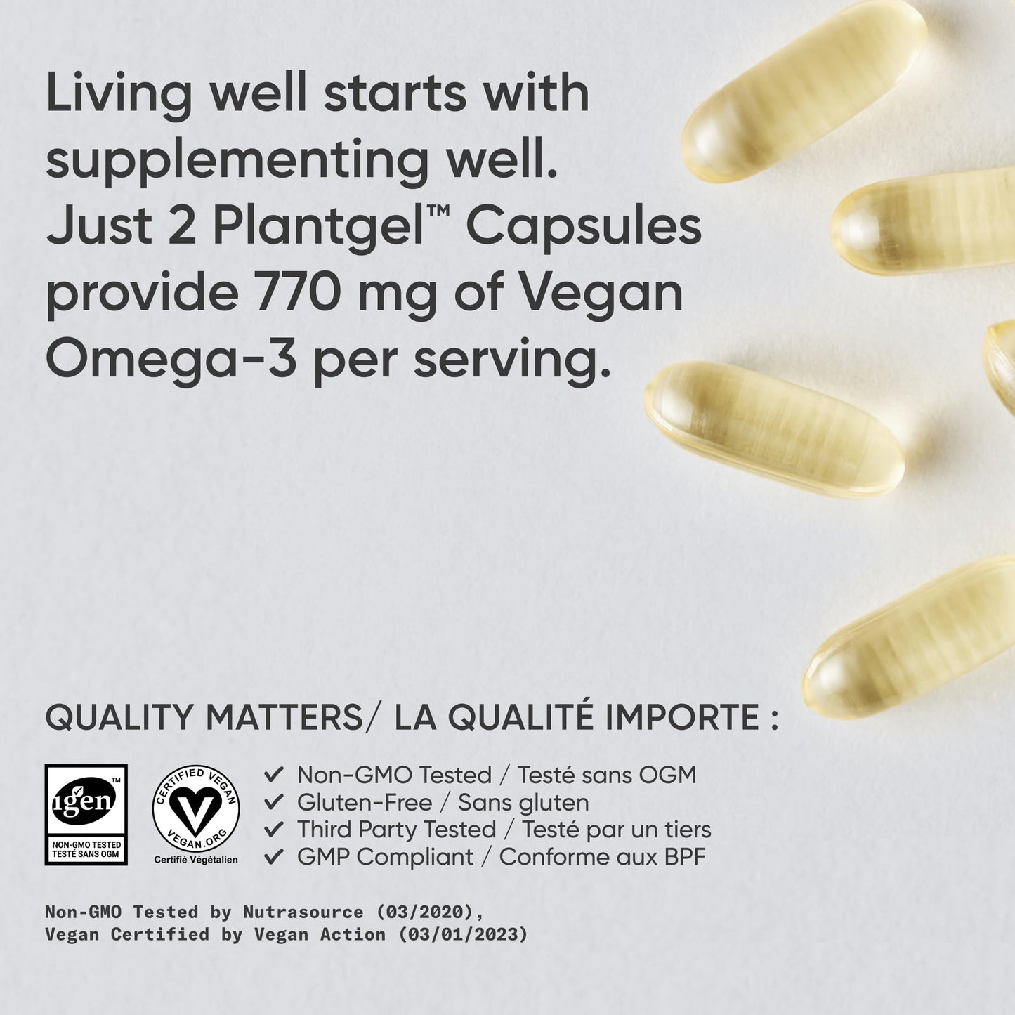 Sports Research Vegan Omega-3 Fish Oil Alternative from Algae Oil - Highest Levels of DHA & EPA Fatty Acids | Non-GMO Verified & Vegan Certified - 60 Veggie Softgels (Carrageenan Free) - Available at All In One Marketplace Canada