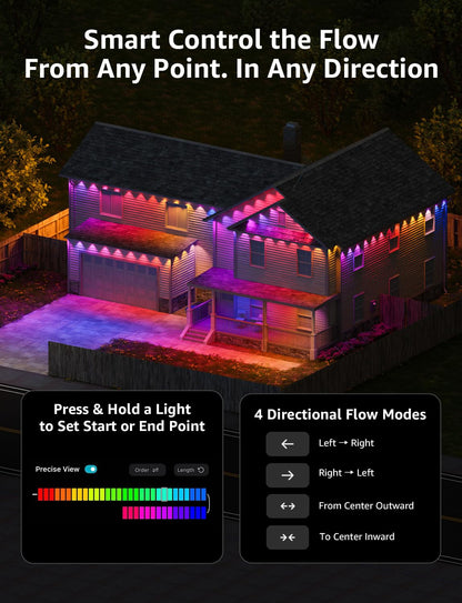 Lepro EE1 AI Permanent Outdoor Lights APP Control, 300ft 180 RGB+IC LED & Dual Output, Works with Alexa & Google, Waterproof Eave Light for Christmas, Halloween, House Decor, 2.4GHz WiFi/Bluetooth 🍁 All In One Marketplace Canada