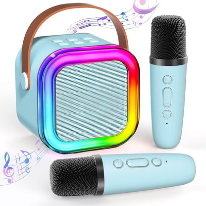 TAEMVV Mini Karaoke Machine for Kids,Portable BT Speaker with 2 Wireless Microphones and LED Light Holiday Birthday Gift Toy for Boys and Girls Teens Over 4,5,6,7,8,9,10,11,12+ Years Old(Blue) 🍁 All In One Marketplace Canada