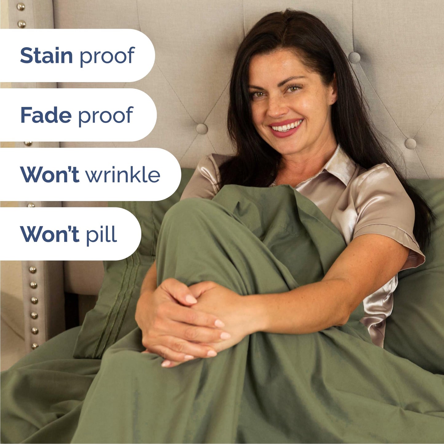 Queen Size 4 Piece Sheet Set - Comfy Breathable & Cooling Sheets - Hotel Luxury Bed Sheets for Women & Men - Deep Pockets, Easy-Fit, Soft & Wrinkle Free Sheets - Sage Green Oeko-Tex Bed Sheet Set
