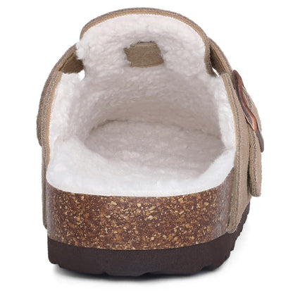 KIDMI Women's Fur Lined Genuine Suede Clogs Fuzzy Cork Footbed Potato Shoes 🍁 All In One Marketplace Canada
