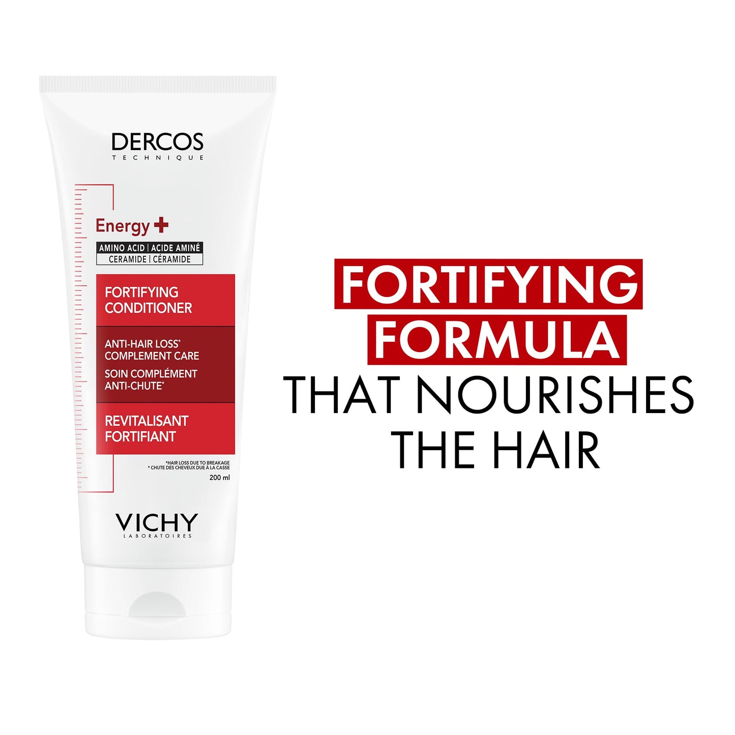 Vichy Dercos Hair Conditioner, Energy+ Fortifying Conditioner for Thin Hair, Adds Strength & Density. Formulated With Amino Acid and Ceramides, Recommended by Dermatologists, 200 ml - Available at All In One Marketplace Canada