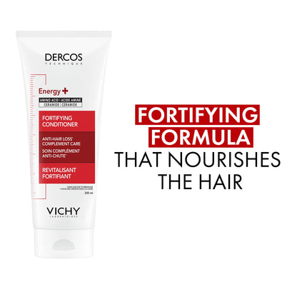 Vichy Dercos Hair Conditioner, Energy+ Fortifying Conditioner for Thin Hair, Adds Strength & Density. Formulated With Amino Acid and Ceramides, Recommended by Dermatologists, 200 ml - Available at All In One Marketplace Canada