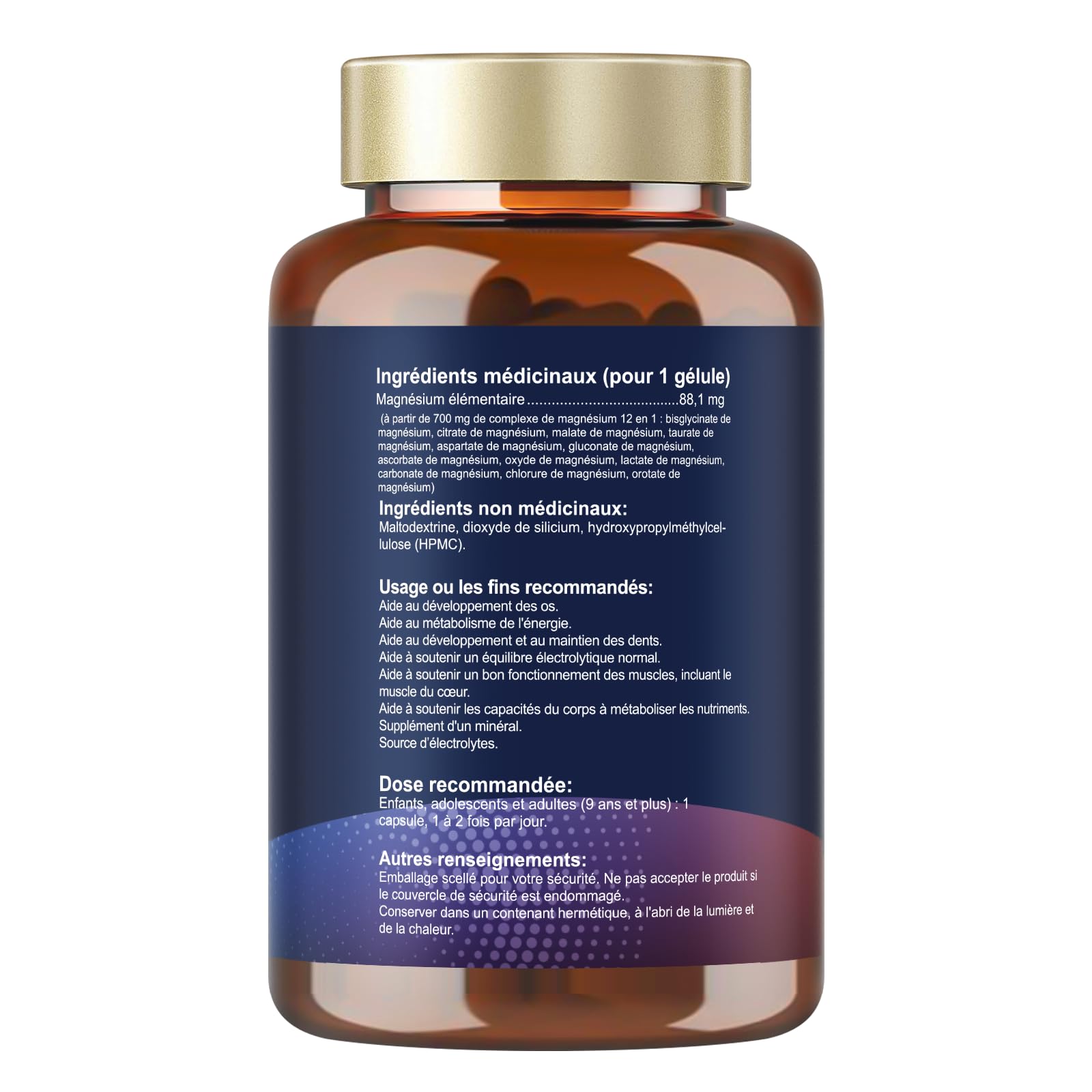 Totaria Magnesium Complex 700mg 12 in 1 Magnesium Supplement with Glycinate Citrate Malate Oxide Taurate Aspartate Orotate Magnesium Relaxation,Muscle,Heart Support, Vegan 120 Capsules - Available at All In One Marketplace Canada