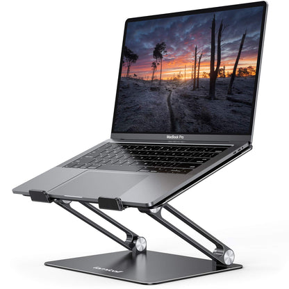 Lamicall Adjustable Laptop Stand, Portable Laptop Riser, Aluminum Laptop Stand for Desk Foldable, Ergonomic Computer Notebook Stand Holder Gift for MacBook Air Pro, More 10-17.3" Laptops, Black