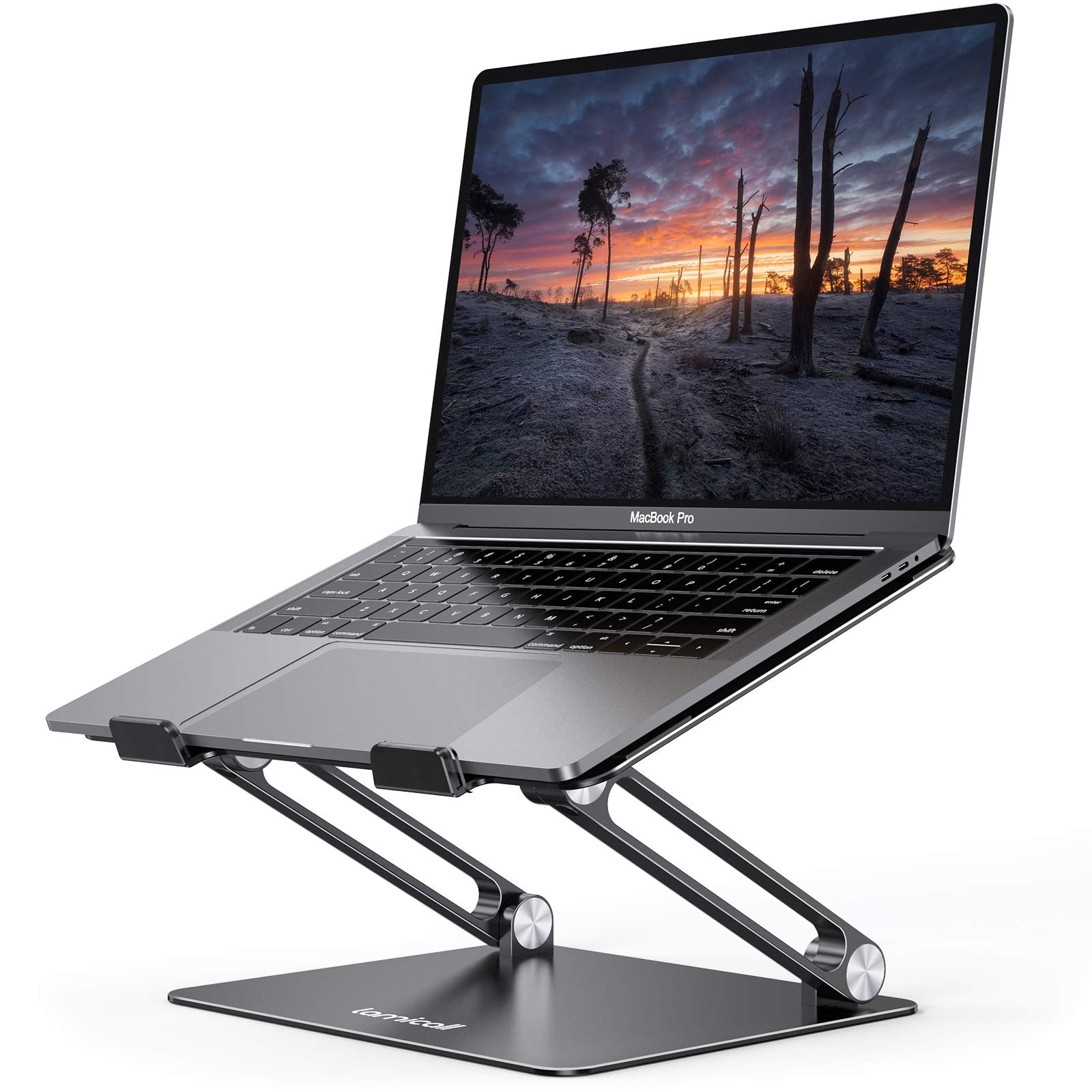 Lamicall Adjustable Laptop Stand, Portable Laptop Riser, Aluminum Laptop Stand for Desk Foldable, Ergonomic Computer Notebook Stand Holder Gift for MacBook Air Pro, More 10-17.3" Laptops, Black