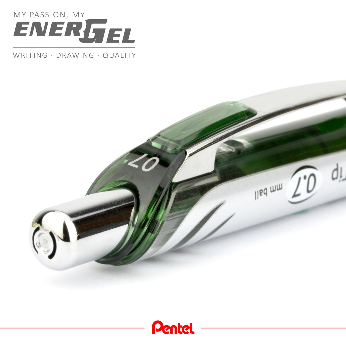 Pentel EnerGel Retractable Liquid Gel Rollerball, 0.7mm Medium Point, 12 Colours Assorted, Box of 12