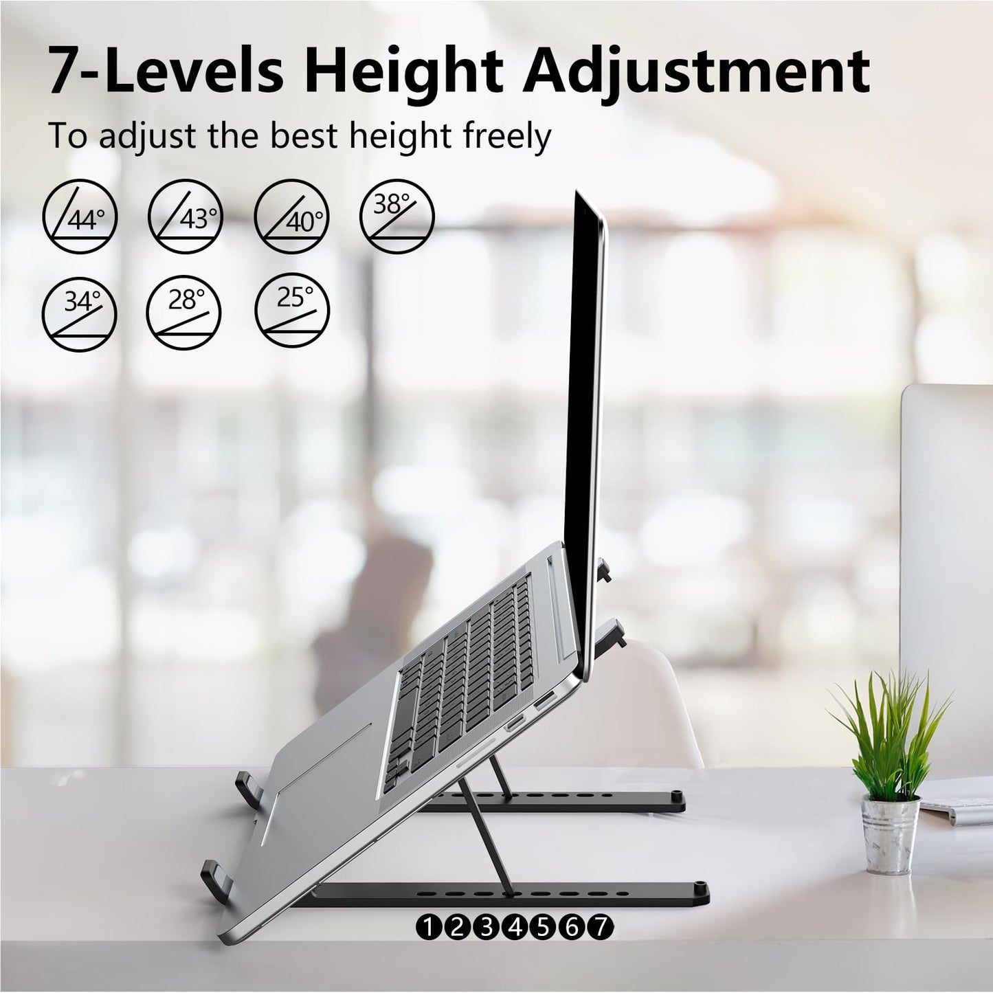 Laptop Stand for Desk, Adjustable Laptop Riser ABS+Silicone Foldable Portable Laptop Holder, Ventilated Cooling Pad Notebook Stand for 10-15.6” Laptops,Tablet-Black - Available at All In One Marketplace Canada