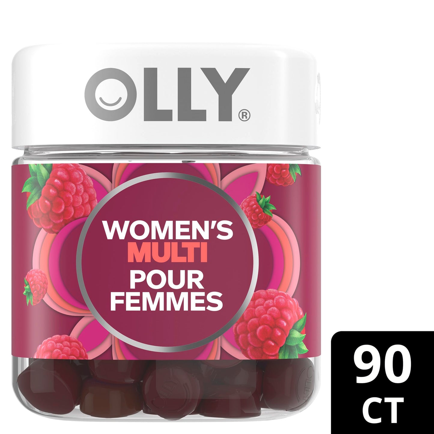 OLLY Women's Multi Gummy Supplement with no artificial flavours and colours Blissful Berry multivitamin to help support women's health 45 day supply, 90 gummies