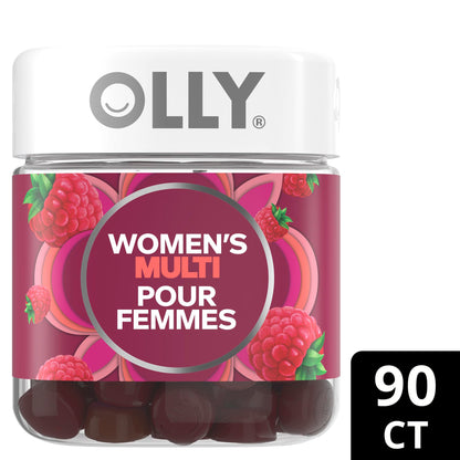 OLLY Women's Multi Gummy Supplement with no artificial flavours and colours Blissful Berry multivitamin to help support women's health 45 day supply, 90 gummies