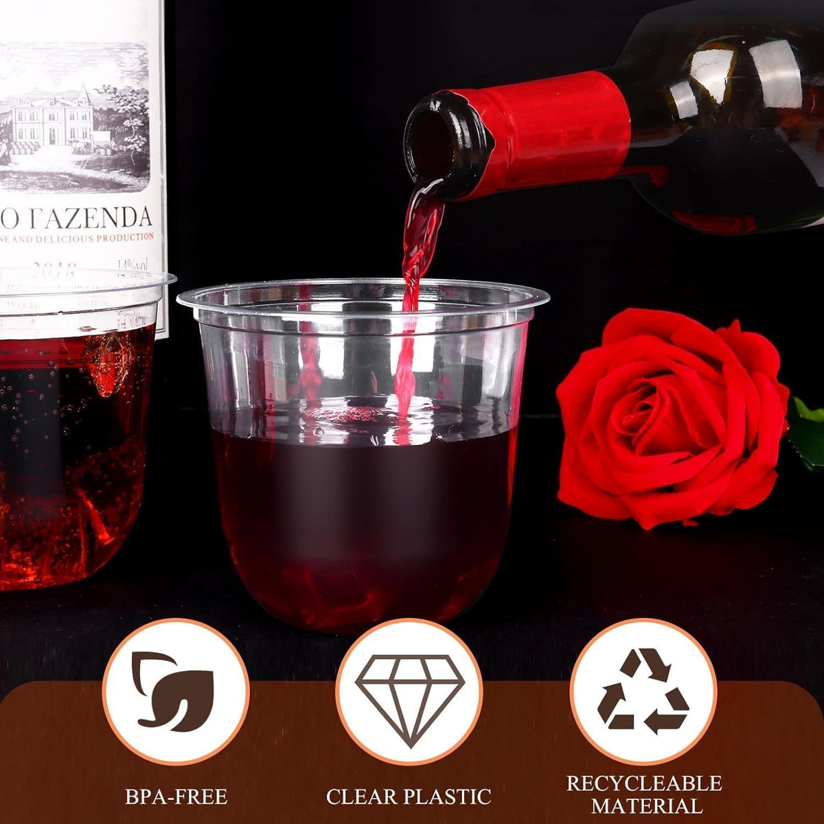 100 Pcs Disposable Stemless Glasses 12oz Crystal Plastic Wine Glasses Clear Classic Cup for Meeting Weddings Birthdays Cocktail Christmas Party Supplies 🍁 All In One Marketplace Canada