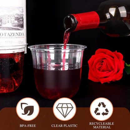 100 Pcs Disposable Stemless Glasses 12oz Crystal Plastic Wine Glasses Clear Classic Cup for Meeting Weddings Birthdays Cocktail Christmas Party Supplies 🍁 All In One Marketplace Canada