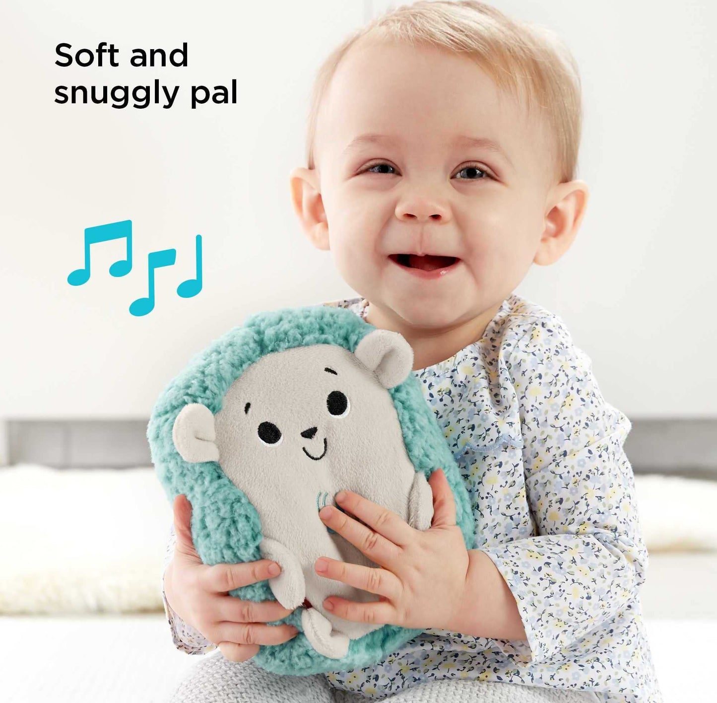 Fisher-Price Baby Musical Toy Calming Vibes Hedgehog Soother Plush Sound Machine with Vibrations for Newborns, Blue Fisher-Price