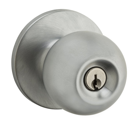 Weiser Regina Satin Chrome Front Door Knob with Lock and Key, Exterior/Interior Door Handles with Lock, Keyed Entry Door Knobs for Front Door, Bedroom, Bathroom & Office, Traditional Home Décor 🍁 All In One Marketplace Canada