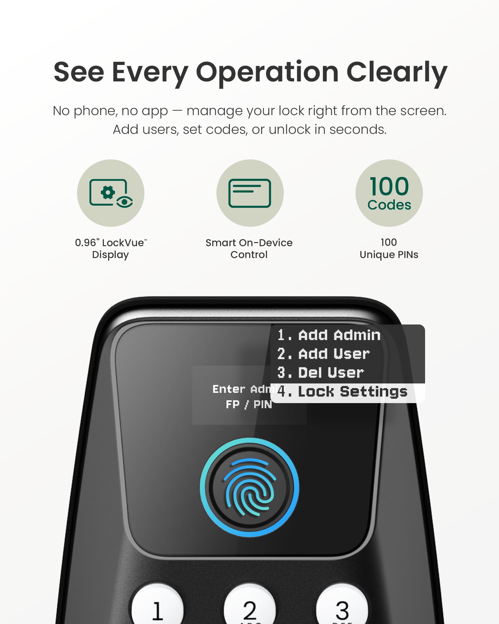 DESLOC C110 Fingerprint Smart Door Lock with Display DESLOC