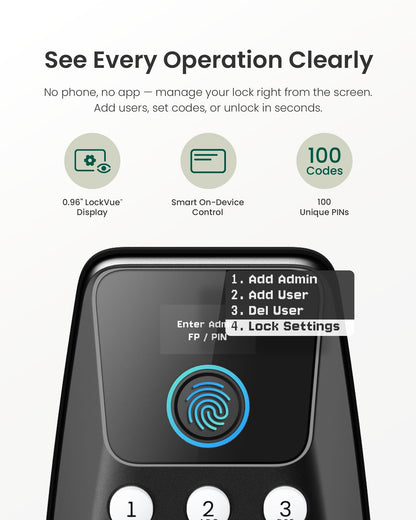 DESLOC C110 Fingerprint Smart Door Lock with Display DESLOC