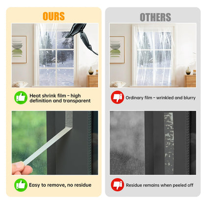 Window Insulation Kit, 63 x 400 Inch Plastic for Window Cold Weather (Fits up to 10 Standard (3'x5') Windows), Indoor Clear Window Film for Winter Covering with Wide Tape, Easy to Install & Remove 🍁 All In One Marketplace Canada