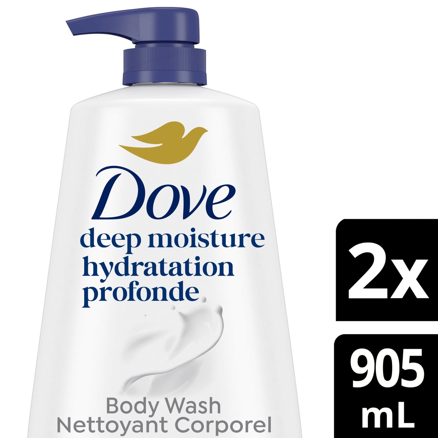 Dove Body Wash Deep Moisture For 24hr Lotion-Soft Skin Moisturizing Skin Cleanser with No Sulfates No Parabens, 905mL (Pack of 2)