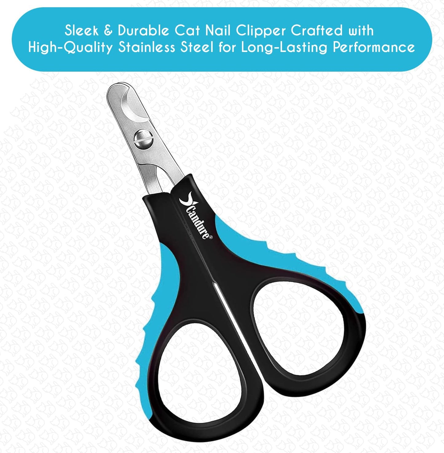 Candure Cat Nail Clippers for Indoor Cats, Rabbits, Hamsters, and Birds with Precise Angled Edges to Ensure Easy & Safe Trimming Stainless Steel Cat & Dog Nail Trimmer for At-Home Cat Grooming