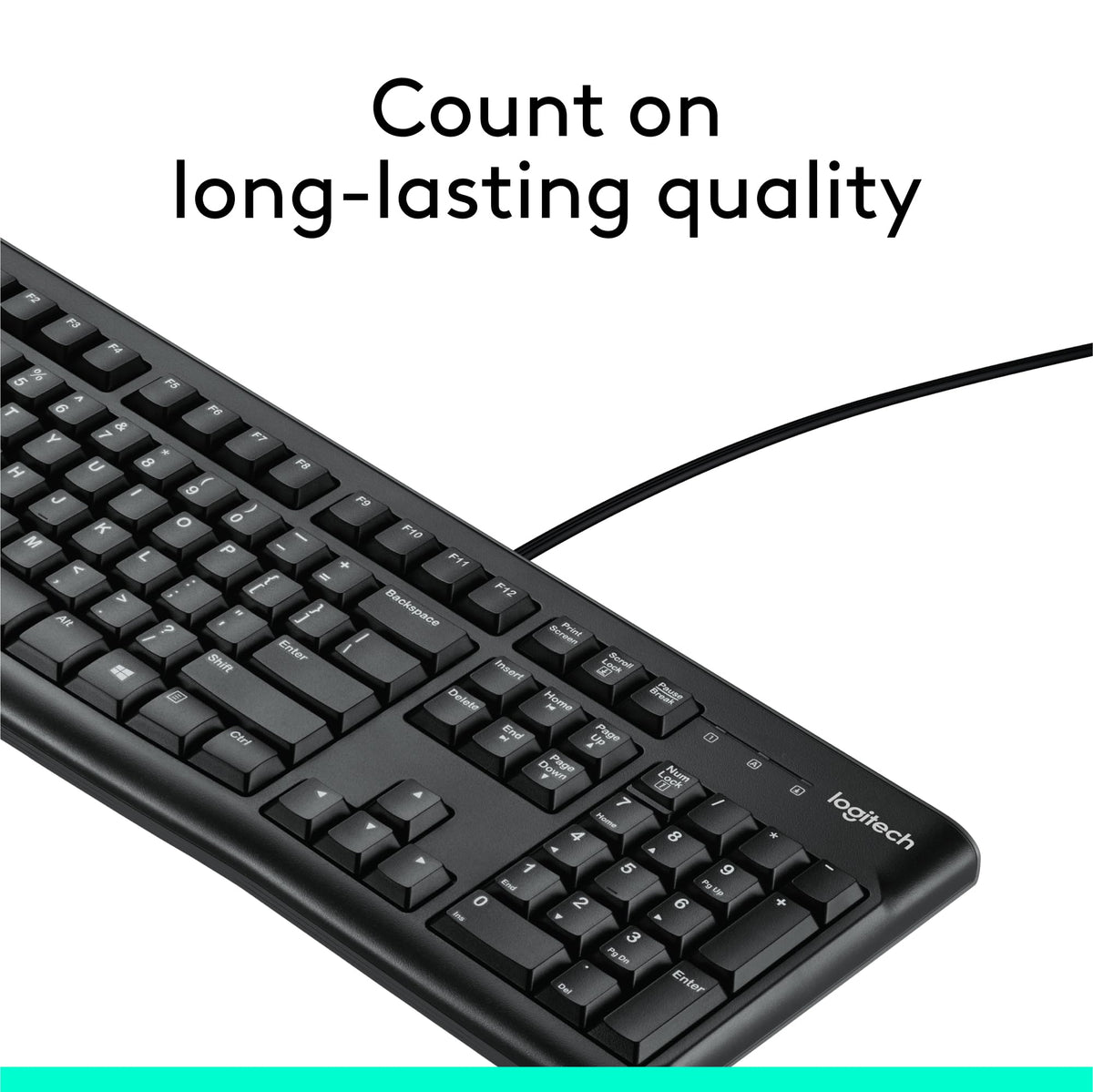 Logitech K120 Full Size Wired Keyboard USB Plug-and-Play Windows - Black