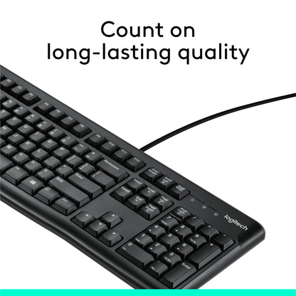 Logitech K120 Full Size Wired Keyboard USB Plug-and-Play Windows - Black