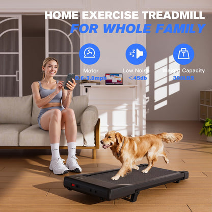 Lacuffy Walking Pad with 6% Incline, No-Assembly Under Desk Treadmill, 2.5 HP Quiet Motor, APP & Remote Control, LED Display, 305 lbs Capacity for Home/Office